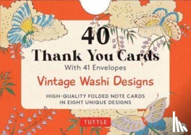 Tuttle Studio - 40 Thank You Cards in Vintage Japanese Washi Designs: 4 1/2 X 3 Inch Blank Cards in 8 Unique Designs, Envelopes Included