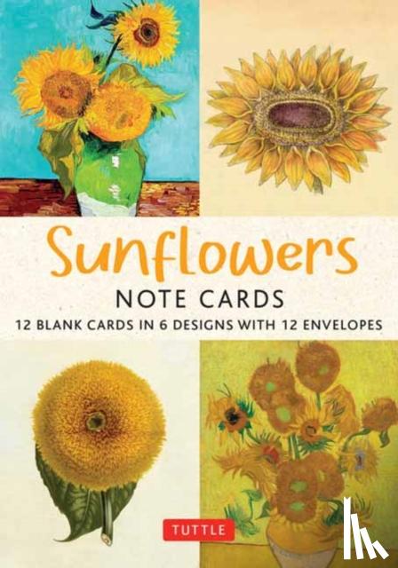 Tuttle Studio - Sunflowers - 12 Blank Note Cards: 12 Blank Cards in 6 Designs with 12 Envelopes in a Keepsake Box
