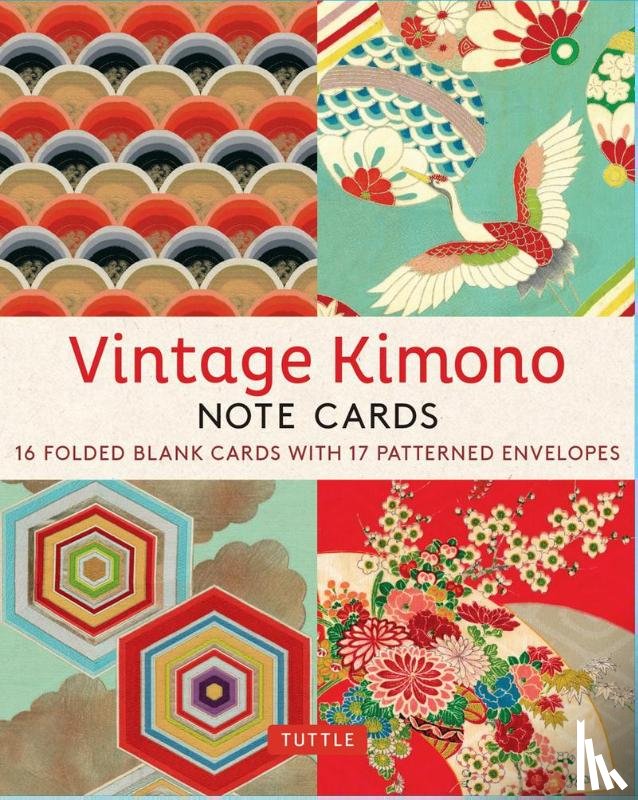 Tuttle Studio - Vintage Kimono, 16 Note Cards: 8 Illustrations from 1900's Vintage Japanese Kimono Fabrics (Blank Cards with Envelopes in a Keepsake Box)