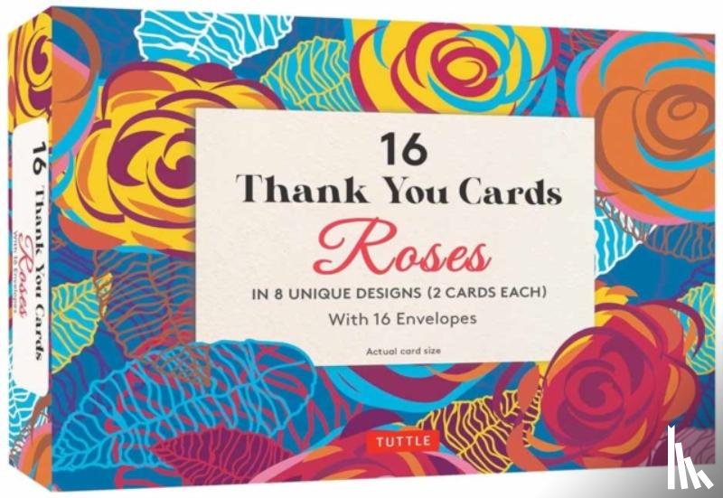 Tuttle Studio - 16 Thank You Cards, Roses: 4 1/2 X 3 Inch Blank Cards in 8 Lovely Designs (2 Each) with 16 Envelopes