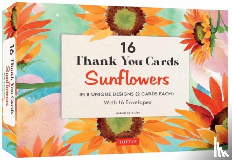 Tuttle Studio - 16 Thank You Cards, Sunflowers: 4 1/2 X 3 Inch Blank Cards in 8 Lovely Designs (2 Each) with 16 Envelopes