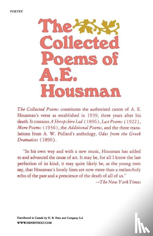 Housman, A. E. - The Collected Poems of A. E. Housman