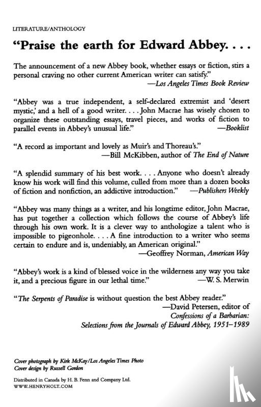 Abbey, Edward - The Serpents of Paradise