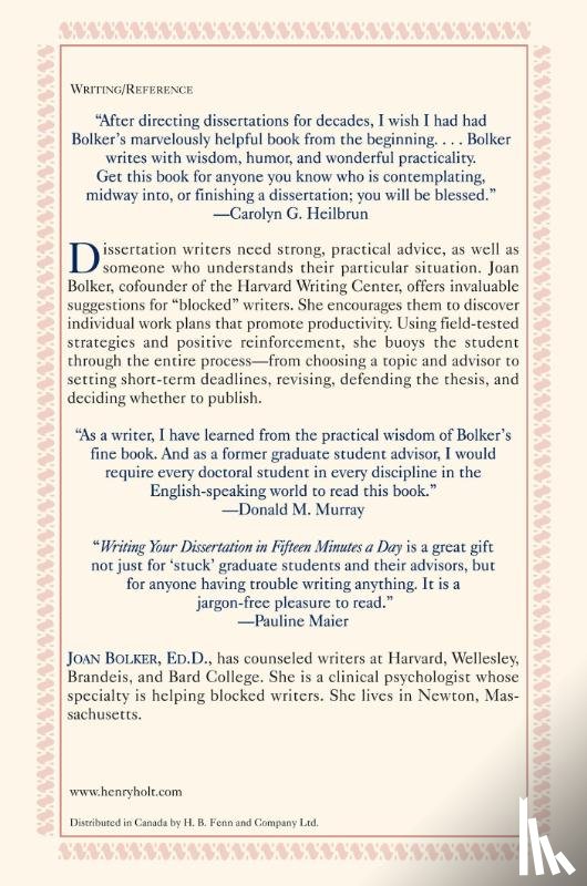 Bolker, Joan - Writing Your Dissertation in Fifteen Min