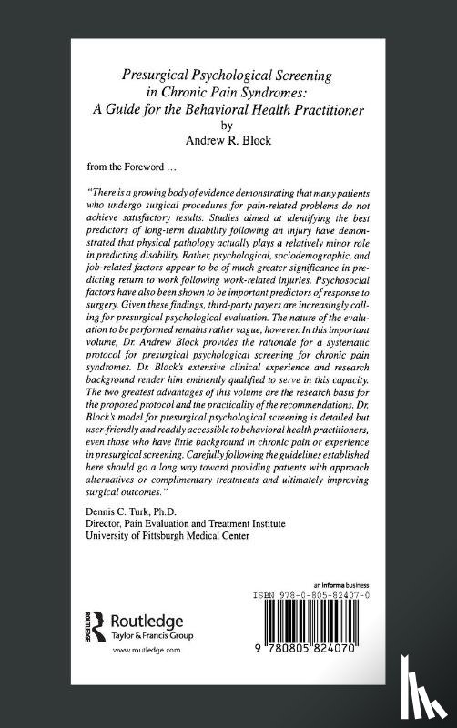 Block, Andrew R. - Presurgical Psychological Screening in Chronic Pain Syndromes