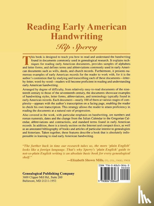 Sperry, Kip - Reading Early American Handwriting