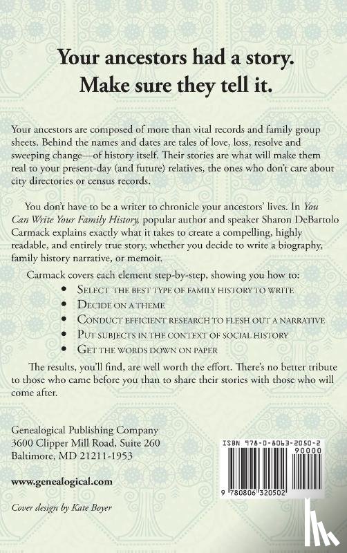 Carmack, Sharon Debartolo - You Can Write Your Family History