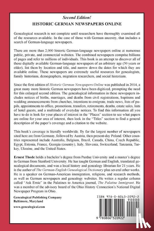 Thode, Ernest - Historic German Newspapers Online. Second Edition