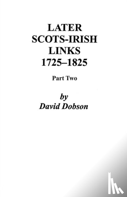 Dobson, David - Later Scots-Irish Links, 1725-1825