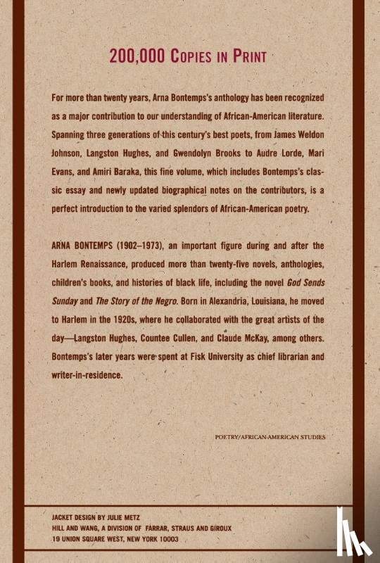 Bontemps, Arna Wendell - American Negro Poetry