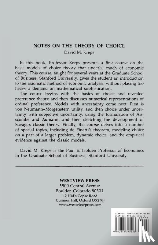 Kreps, David - Notes On The Theory Of Choice