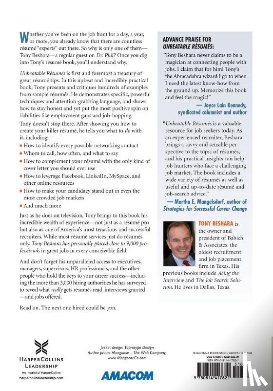 Beshara, Tony - Unbeatable Resumes: Americas Top Recruiter Reveals What REALLY Gets You Hired