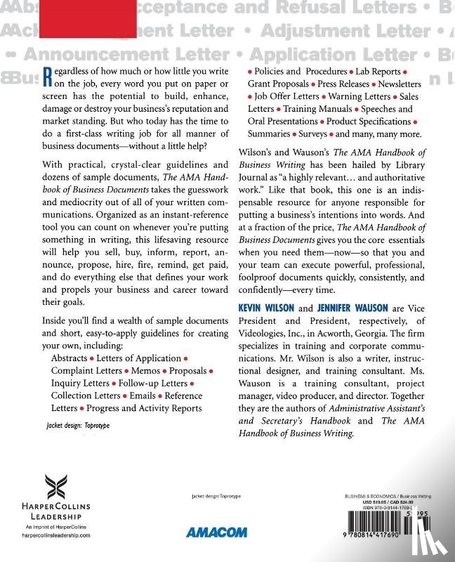 Wilson, Kevin, Wauson, Jennifer - The AMA Handbook of Business Documents: Guidelines and Sample Documents That Make Business Writing Easy