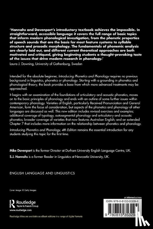 Davenport, Mike (Durham University, Hannahs, S.J. (University of Newcastle - Introducing Phonetics and Phonology