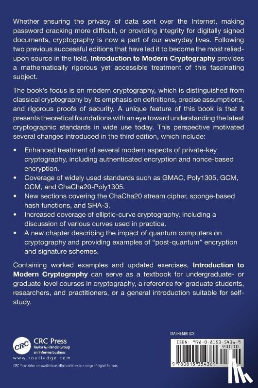 Katz, Jonathan (University of Maryland, Lindell, Yehuda (Bar-Ilan University - Introduction to Modern Cryptography