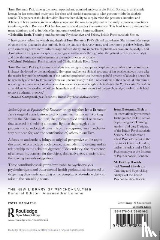 Brenman Pick, Irma - Authenticity in the Psychoanalytic Encounter
