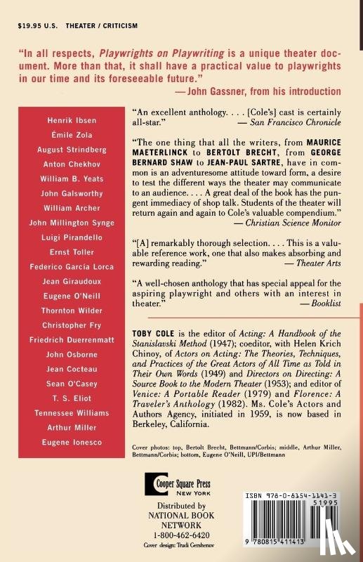 Cole, Toby - Playwrights on Playwriting