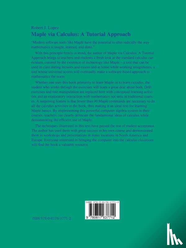 Lopez, Robert J. - Maple via Calculus