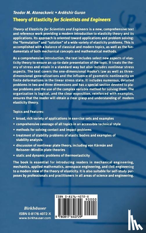 Guran, Ardeshir, Atanackovic, Teodor M. - Theory of Elasticity for Scientists and Engineers