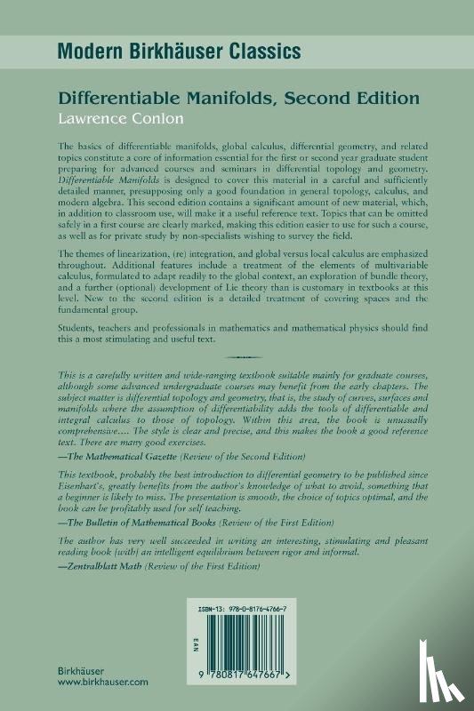 Conlon, Lawrence - Differentiable Manifolds