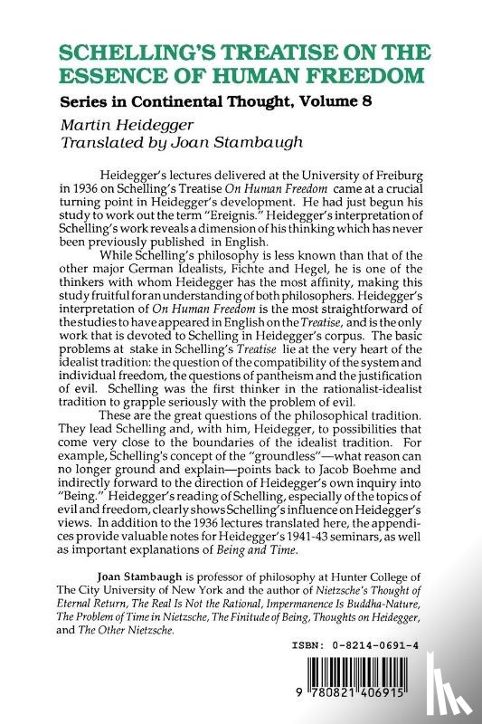 Heidegger, Martin - Schelling's Treatise on the Essence of Human Freedom