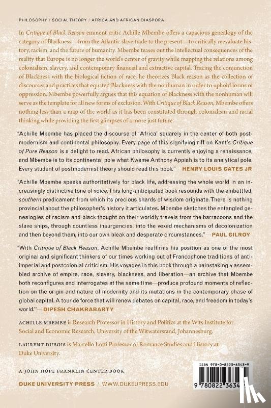Mbembe, Achille - Critique of Black Reason