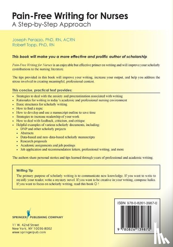 Perazzo, Joseph, Topp, Robert - Pain-Free Writing for Nurses