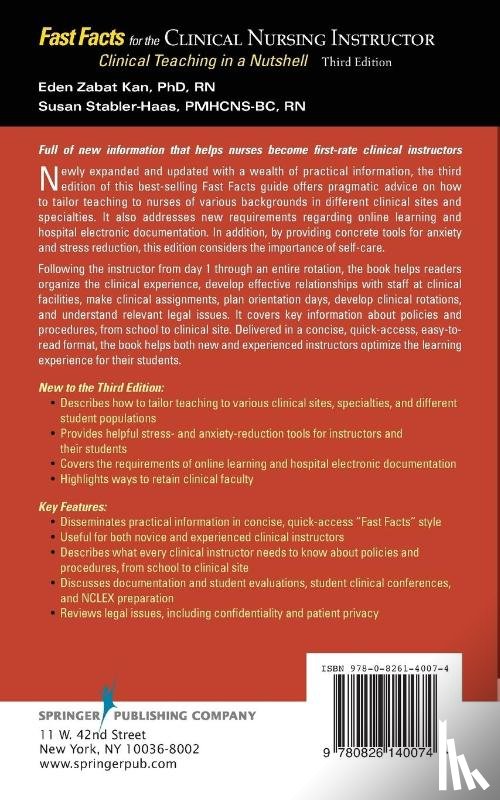 Kan, Eden Zabat, Stabler-Haas, Susan - Fast Facts for the Clinical Nursing Instructor
