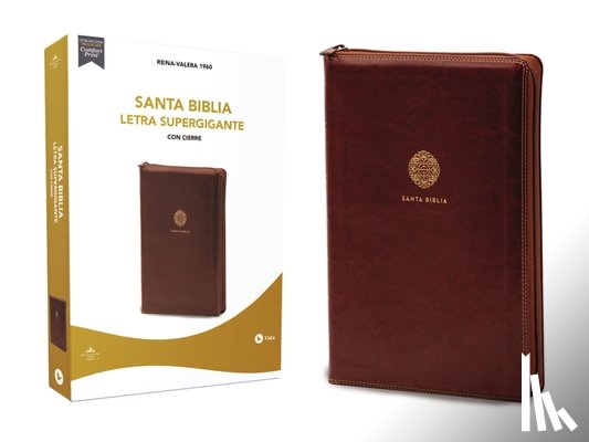 Rvr 1960- Reina Valera 1960 - Rvr60, Santa Biblia, Letra Supergigante, Leathersoft, Café, Con Cierre, Comfort Print