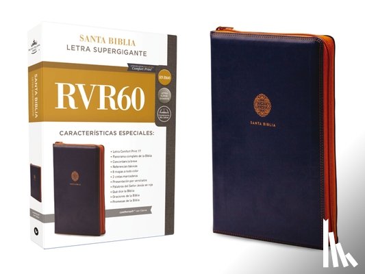 Rvr 1960- Reina Valera 1960 - Rvr60, Santa Biblia, Letra Supergigante, Leathersoft, Azul, Con Cierre, Comfort Print