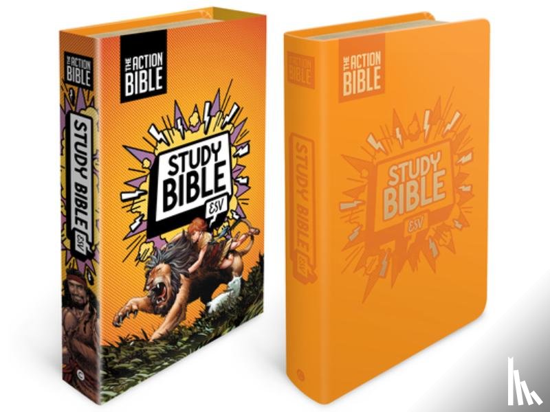 David C Cook - The Action Bible Study Bible Esv, Leathersoft, Orange, Full Color