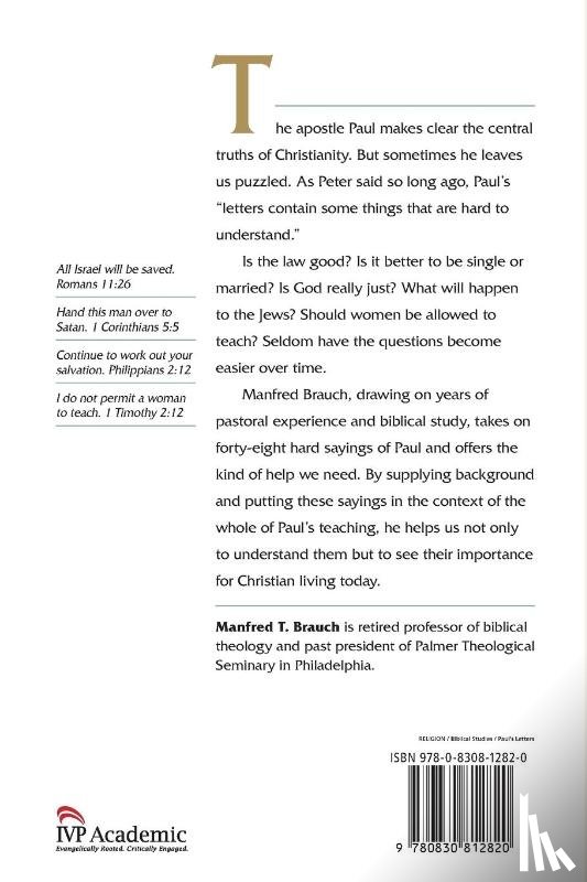 Brauch, Manfred - Hard Sayings of Paul