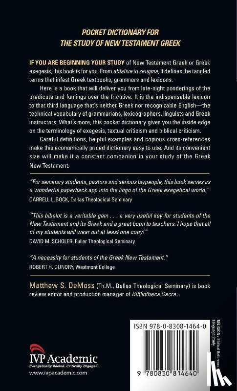 DeMoss, Matthew S - Pocket Dictionary for the Study of New Testament Greek