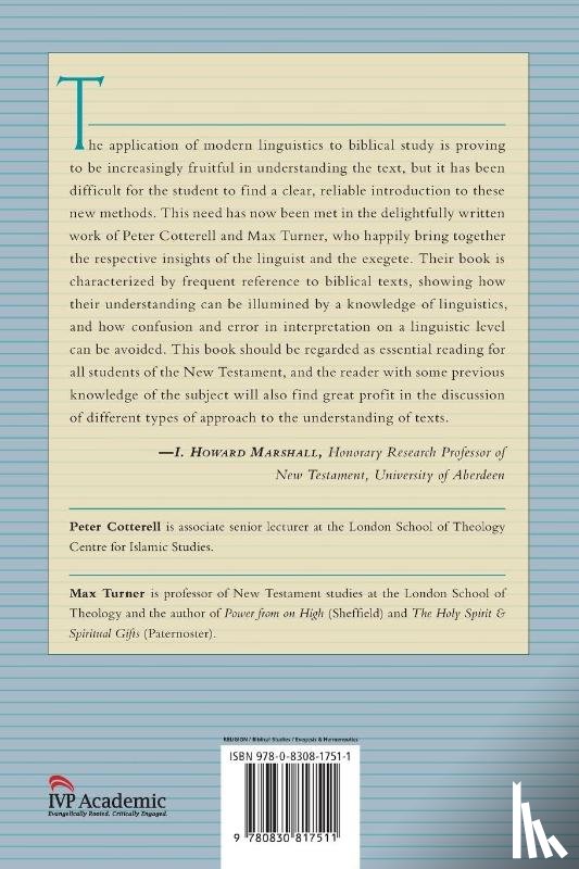 Cotterell, Peter, Turner, Max - Linguistics & Biblical Interpretation