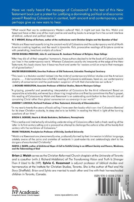 Walsh, Brian J, Keesmaat, Sylvia C - Colossians Remixed