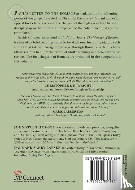 Stott, John, Larsen, Dale, Larsen, Sandy - Reading Romans with John Stott – 8 Weeks for Individuals or Groups