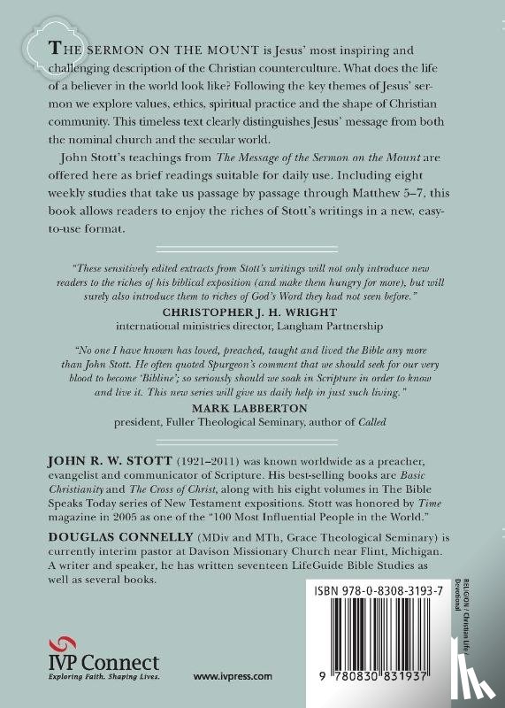 Stott, John, Connelly, Douglas - Reading the Sermon on the Mount with John Stott – 8 Weeks for Individuals or Groups