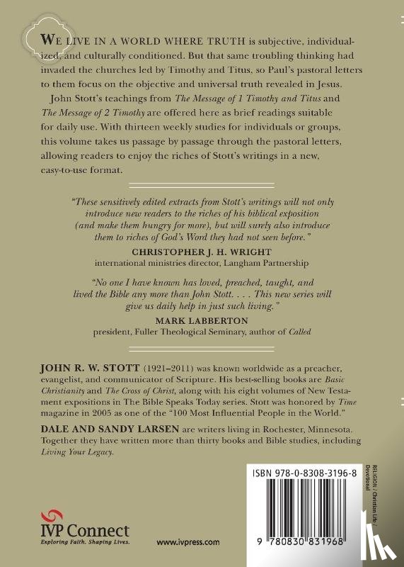 Stott, John, Larsen, Dale, Larsen, Sandy - Reading Timothy and Titus with John Stott – 13 Weeks for Individuals or Groups