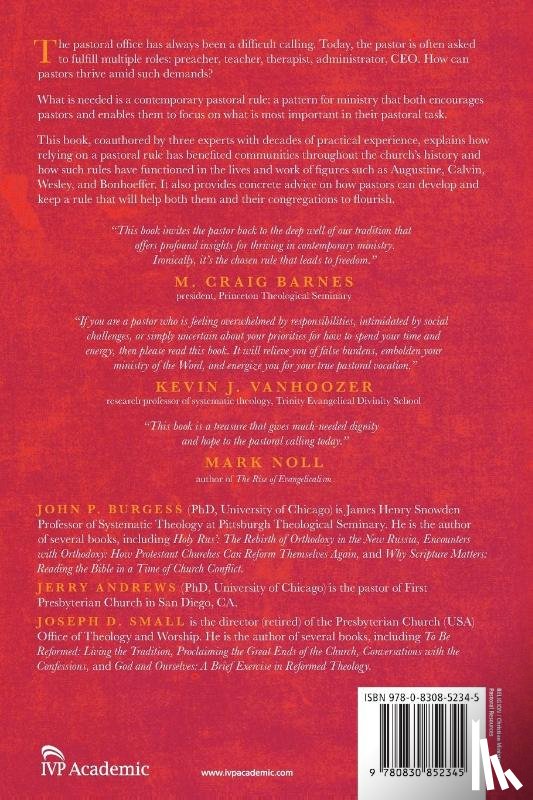 Burgess, John P., Andrews, Jerry, Small, Joseph D. - A Pastoral Rule for Today – Reviving an Ancient Practice