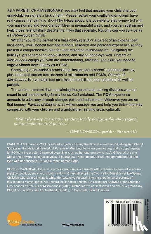 Savageau, Cheryl, Stortz, Diane - Parents of Missionaries – How to Thrive and Stay Connected When Your Children and Grandchildren Serve Cross–Culturally