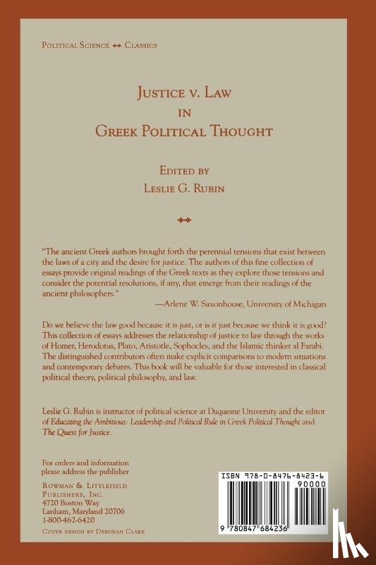 Rubin, Leslie G. - Justice v. Law in Greek Political Thought