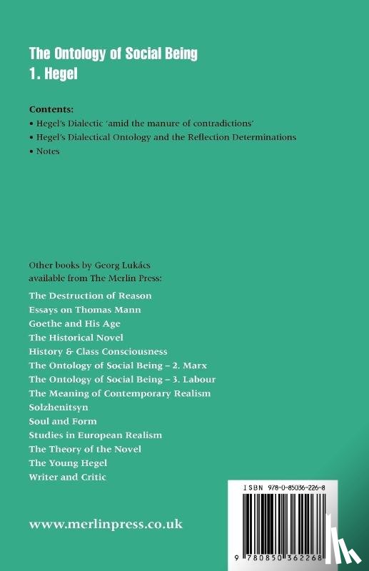 Lukacs, Georg - Ontology of Social Being, Volume 1. Hegel