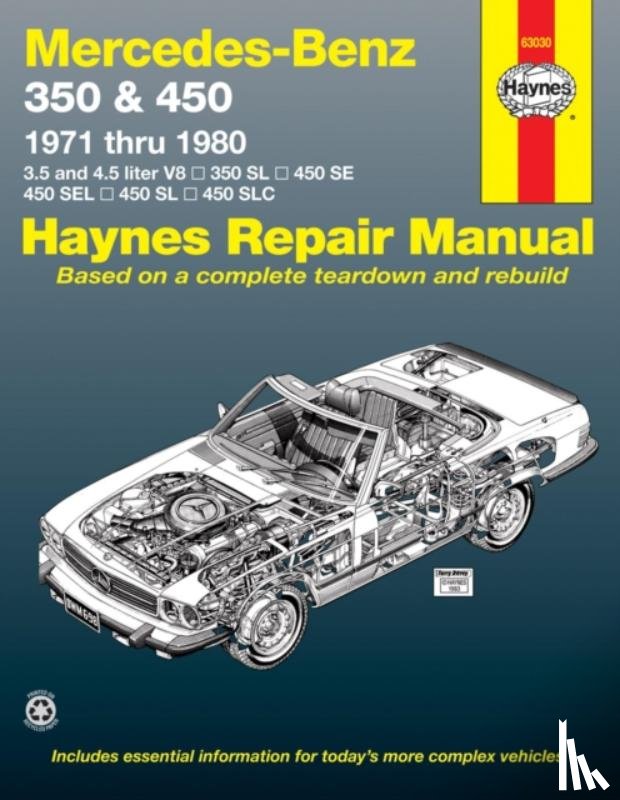 Haynes Publishing - Mercedes-Benz 350 & 450 covering 350 SL Roadster, 450 SL/SLC Coupe & Roadster, 450 SE/SEL V8 Sedan (1971-1980) Haynes Repair Manual (USA)