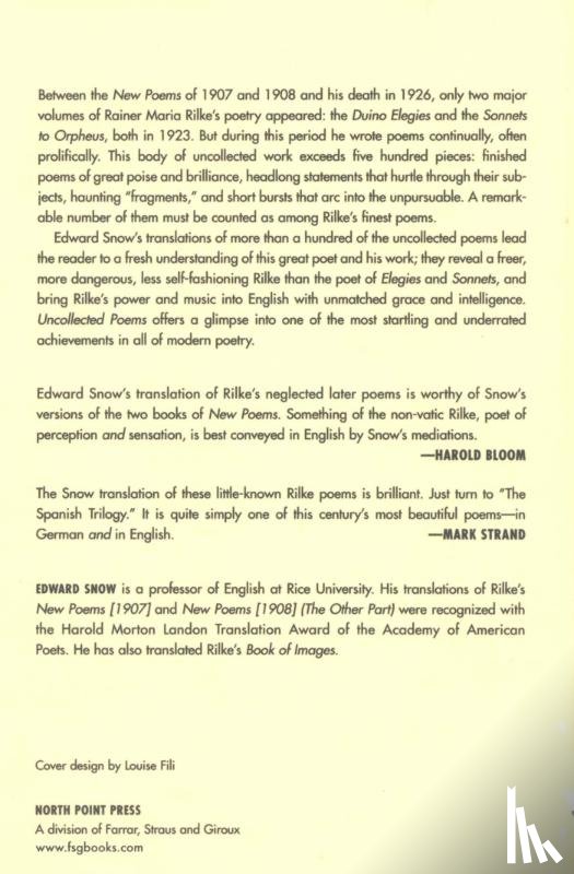 Rilke, Rainer - Uncollected Poems