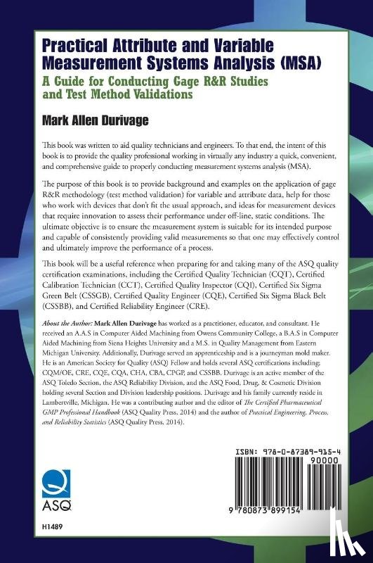 Durivage, Mark Allen - Practical Attribute and Variable Measurement Systems Analysis (MSA)