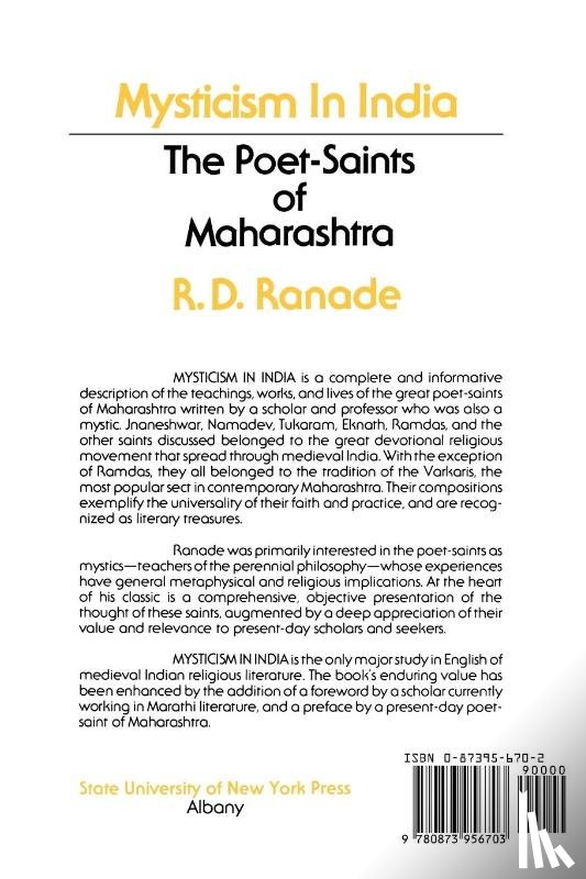 Ranade, R. D. - Mysticism in India