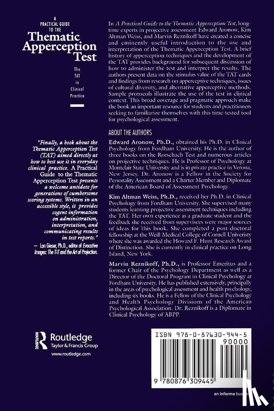 Aronow, Edward, Altman Weiss, Kim, Reznikoff, Marvin - A Practical Guide to the Thematic Apperception Test
