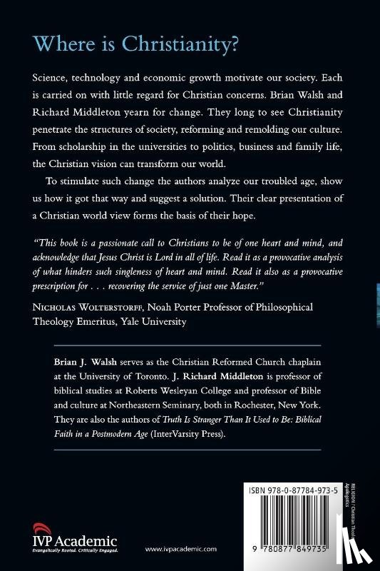 Walsh, Brian J., Middleton, J. Richard - The Transforming Vision – Shaping a Christian World View