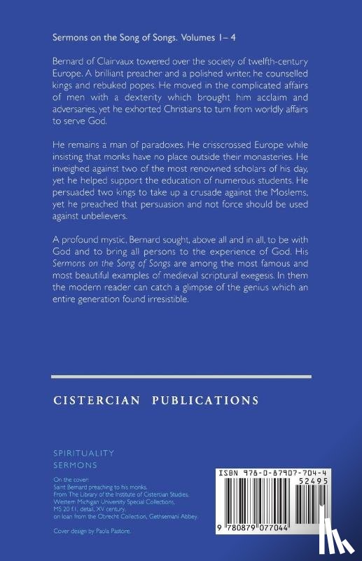 Bernard of Clairvaux - Sermons on the Song of Songs Volume 1