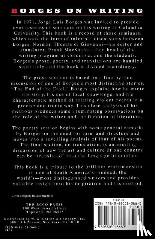 Di Giovanni, N - Borges on Writing (Paper)